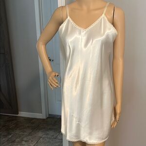 Today Tonight Elegant Vintage Cream Satin Slip Dress